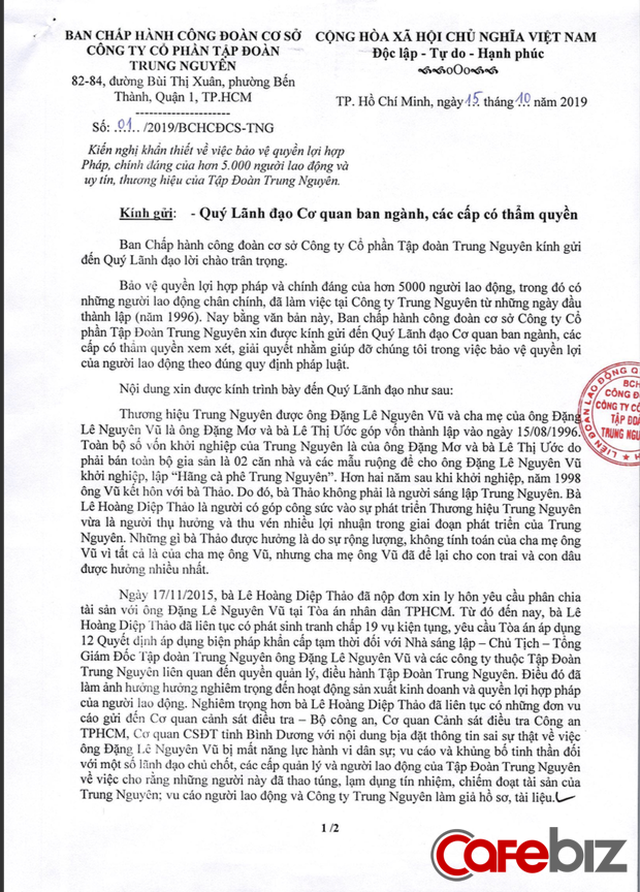 5.000 nhân viên Trung Nguyên viết tâm thư tố cáo bà Lê Hoàng Diệp Thảo - Ảnh 1.