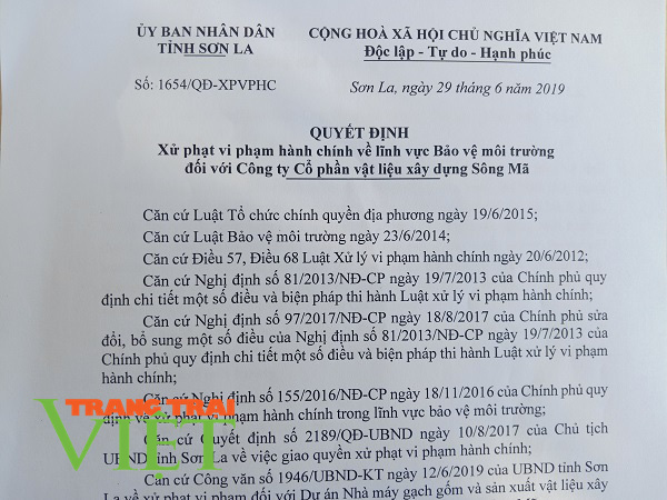 Xung quanh sai phạm của Công ty CPVLXD Sông Mã: UBND tỉnh Sơn La tiếp tục ra văn bản đình chỉ hoạt động  - Ảnh 2.