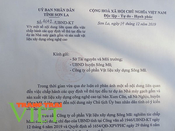 Xung quanh sai phạm của Công ty CPVLXD Sông Mã: UBND tỉnh Sơn La tiếp tục ra văn bản đình chỉ hoạt động  - Ảnh 4.