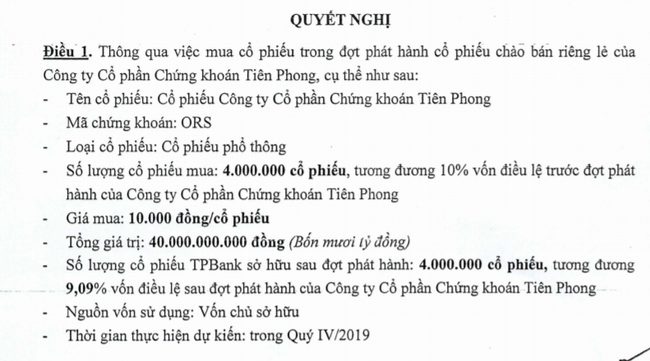 Chi 40 tỷ, TPBank sở hữu hơn 9% vốn tại công ty chứng khoán liên quan đến&quot;siêu lừa&quot; Huyền Như - Ảnh 1.