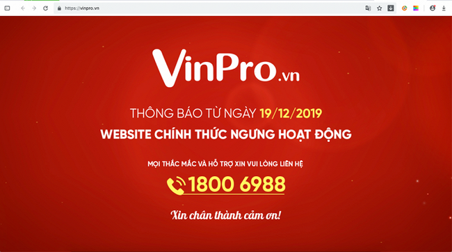 Vinpro chính thức đóng cửa, website ngừng hoạt động - Ảnh 1.