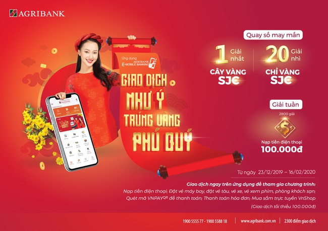 Giao dịch như ý, Trúng vàng Phú Quý với Agribank E-Mobile Banking - Ảnh 1.