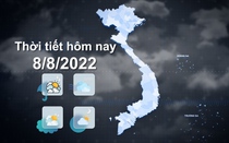 Thời tiết hôm nay 8/8/2022: Bắc Bộ có mưa rào và dông rải rác