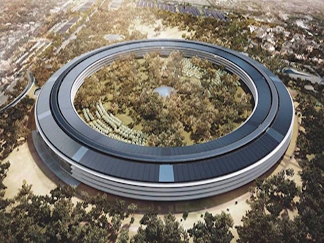 Tòa nhà Apple Campus 2 đang được lắp tấm năng lượng mặt trời