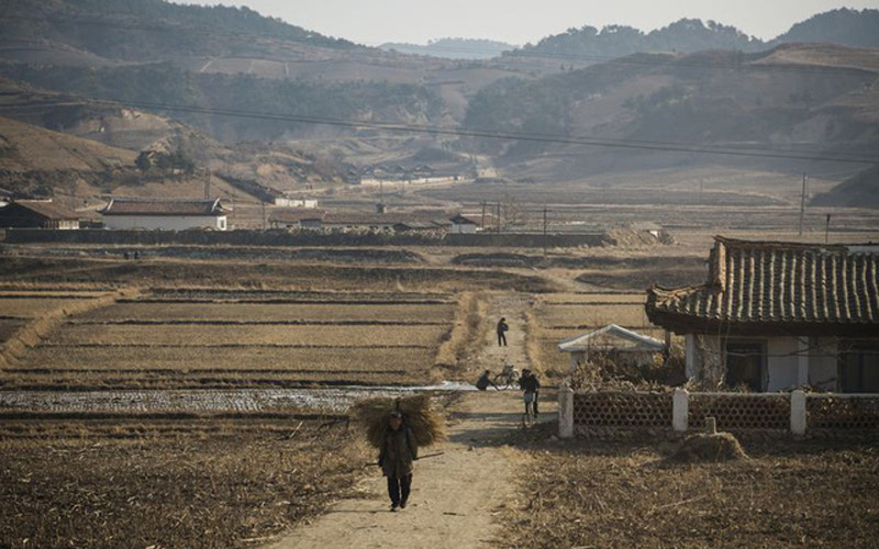 Cuộc sống của khu vực nông thôn ở Triều Tiên khá ảm đạm vào mùa đông.
