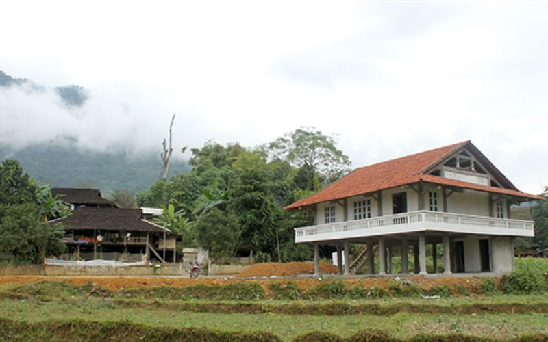 Nhà văn hóa thôn 1 xã Côn Lôn được xây dựng mới từ chương trình nông thôn mới