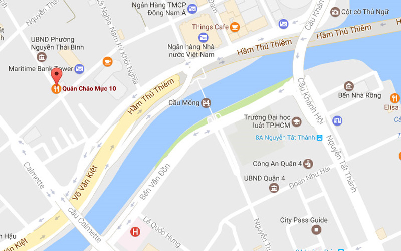  Cháo mực Phó Đức Chính (chấm đỏ) trên bản đồ. Ảnh: Google Maps.