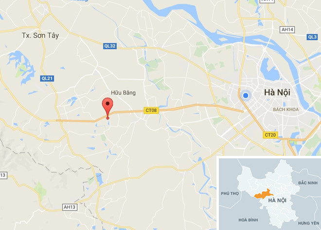 Đoạn sông Tích qua xã Ngọc Liệp, cách trung tâm Hà Nội gần 30 km. Ảnh: Google Maps.