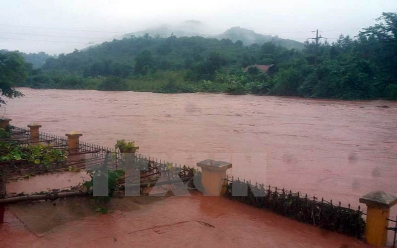  Một điểm trường bị ngập tại huyện Nậm Pồ. (Ảnh: TTXVN)