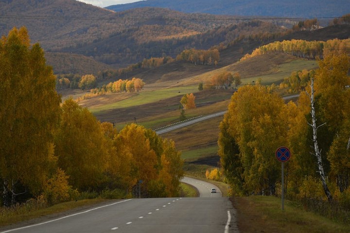 Mùa thu vàng tại Krasnoyarsk Krai – một trong các vùng lớn nhất nước Nga. Nơi đây có nhiều phong cảnh đẹp, từ núi non, rừng cây tới hồ nước.