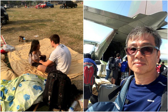 Anh Francois de Neuville (trái) và ông Ng Kok Choong đã cứu sống 2 mẹ con mắc kẹt trong trận động đất hôm 28.9. Ảnh: Channel News Asia