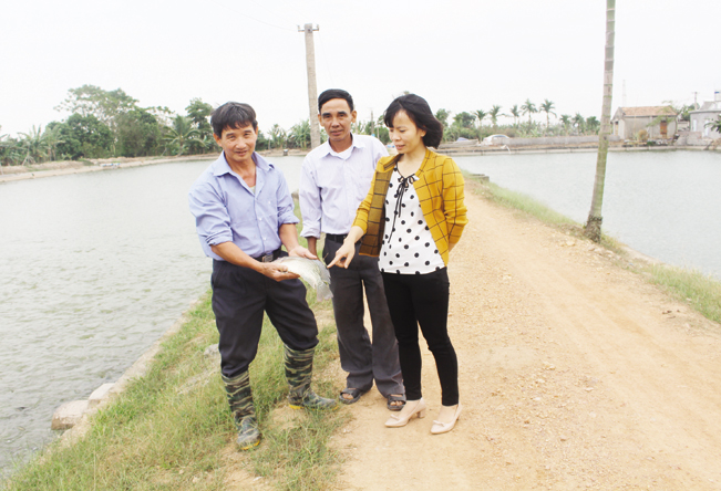 Sau lớp học nghề nuôi trồng thủy sản do Hội ND tổ chức, người nuôi cá xã Tân Dân, thị xã Chí Linh  (Hải Dương) thành lập CLB nuôi trồng thủy sản và có thu nhập cao. (Ảnh: Thu Hà)
