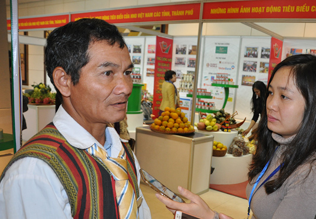 Ông Thao Lợi trả lời phỏng vấn báo chí tại Đại hội VII Hội Nông dân Việt Nam. Ảnh: Trần Quang.
