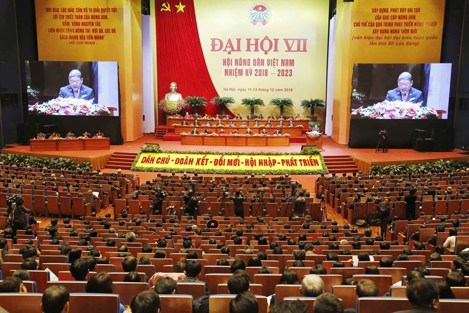 Đại hội đại biểu toàn quốc Hội Nông dân Việt Nam lần thứ VII diễn ra trong 3 ngày (từ ngày 11 - 13.12.2018) tại Trung tâm Hội nghị quốc gia Mỹ Đình, Hà Nội. (Ảnh: PV)