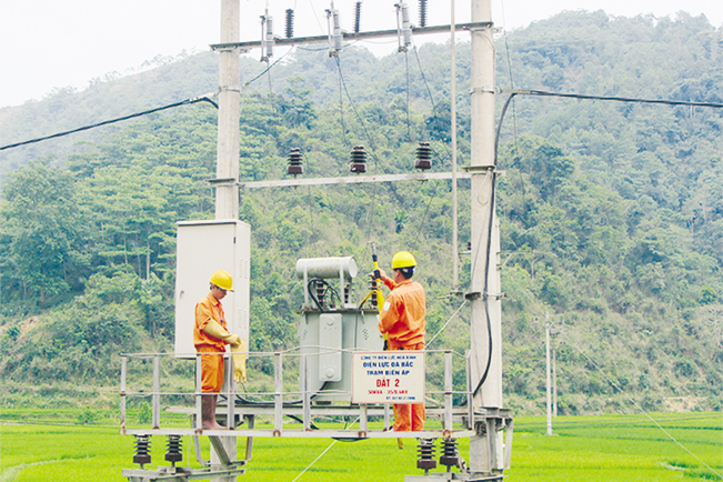 Công nhân Công ty kiểm tra, bảo dưỡng lưới điện.