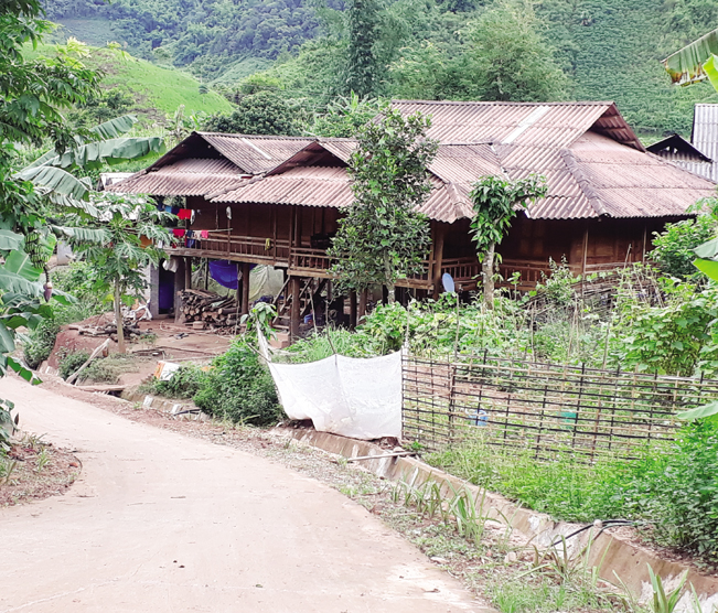 Những khu dân cư ở Mường Tong (Mường Nhé, Điện Biên) hầu hết đã có nhà cửa kiên cố, cuộc sống ấm no hơn.