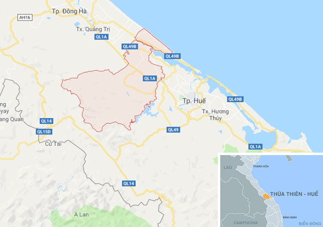 Huyện Phong Điền, địa phương xảy ra dịch lở mồm long móng. (Ảnh: Google Maps)