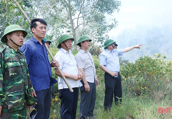 Trưởng ban Tổ chức Trung ương Phạm Minh Chính và lãnh đạo tỉnh Hà Tĩnh trực tiếp đến hiện trường kiểm tra, chỉ đạo công tác chống cháy cháy rừng tại xã Sơn Lễ, huyện Hương Sơn