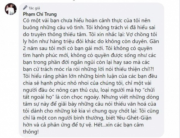 NSƯT Chí Trung “nóng mặt” dân mạng rỉa rói mối tình với bạn gái doanh nhân - Ảnh 2.