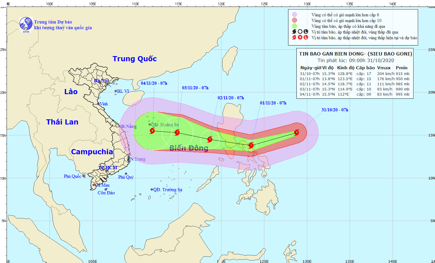 Siêu bão Goni cấp 17, giật trên cấp 17 đang tiến nhanh về vùng biển phía Đông của Philippines, áp sát gần Biển Đông - Ảnh 1.