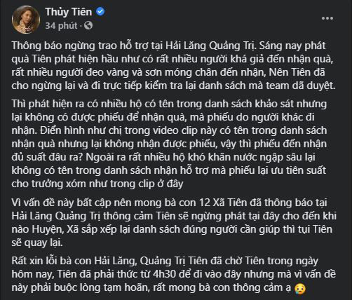 Thủy Tiên đáp trả gay gắt kẻ yêu cầu xin lỗi xóm trưởng ở Hải Lăng - Ảnh 1.