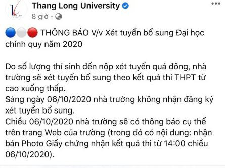 Trường ĐH Thăng Long tuyển sinh bổ sung trái thời gian quy định của Bộ GDĐT - Ảnh 2.