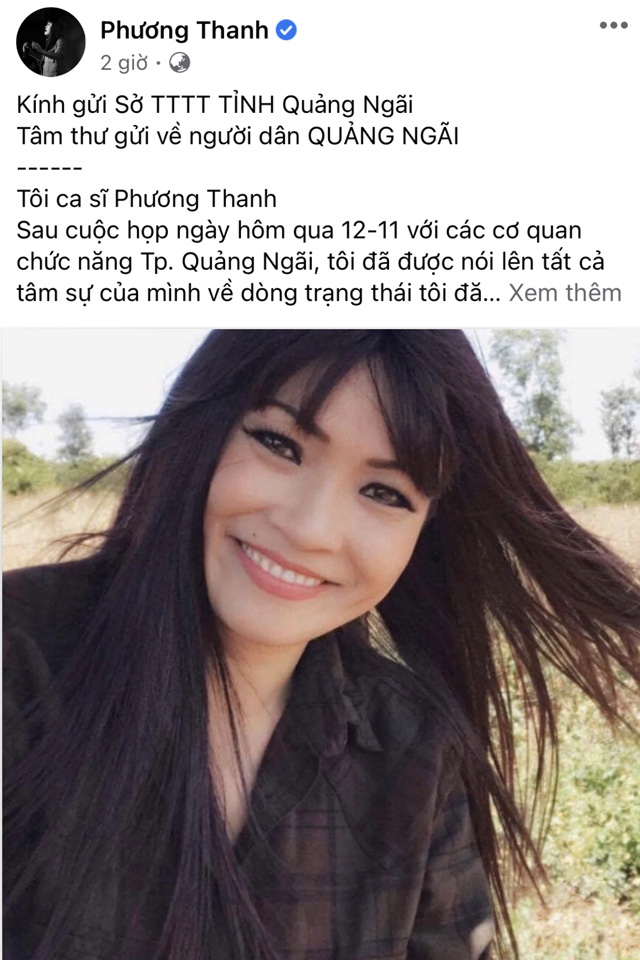 Ca sĩ Phương Thanh xin lỗi người dân Quảng Ngãi về phát ngôn “Toàn canh me 10 triệu…” - Ảnh 1.