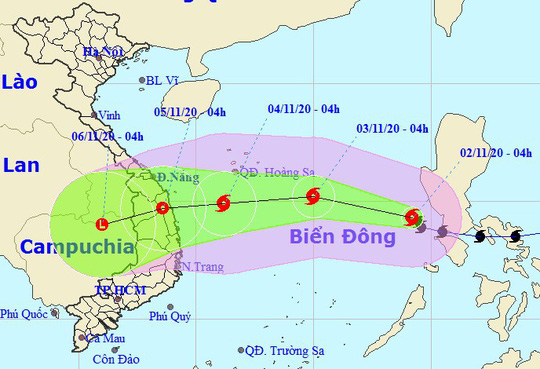 Bão số 10 - Goni giảm 6 cấp, hiện giật cấp 12 hướng về  Đà Nẵng - Phú Yên - Ảnh 1.