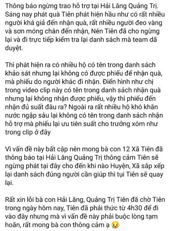 Thuỷ Tiên ngừng trao hỗ trợ tại Hải Lăng (Quảng Trị): Những gì PV Dân Việt nghe, nhìn thấy - Ảnh 1.