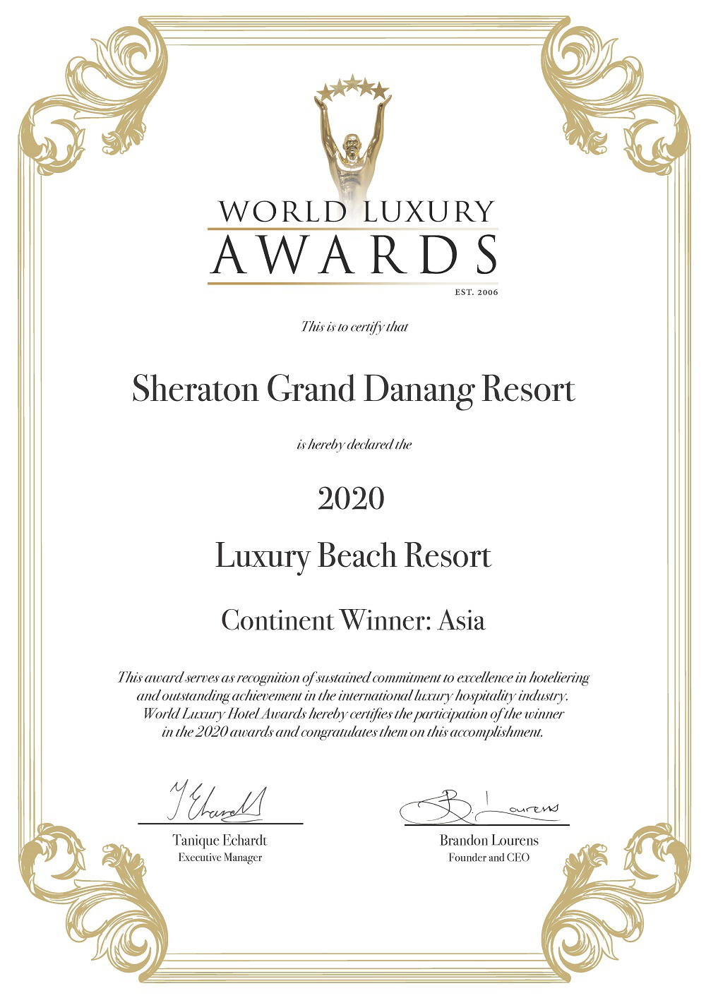 Khu Nghỉ Dưỡng Sheraton Grand Đà Nẵng nhận giải thưởng World Luxury Hotel Awards 2020 - Ảnh 3.
