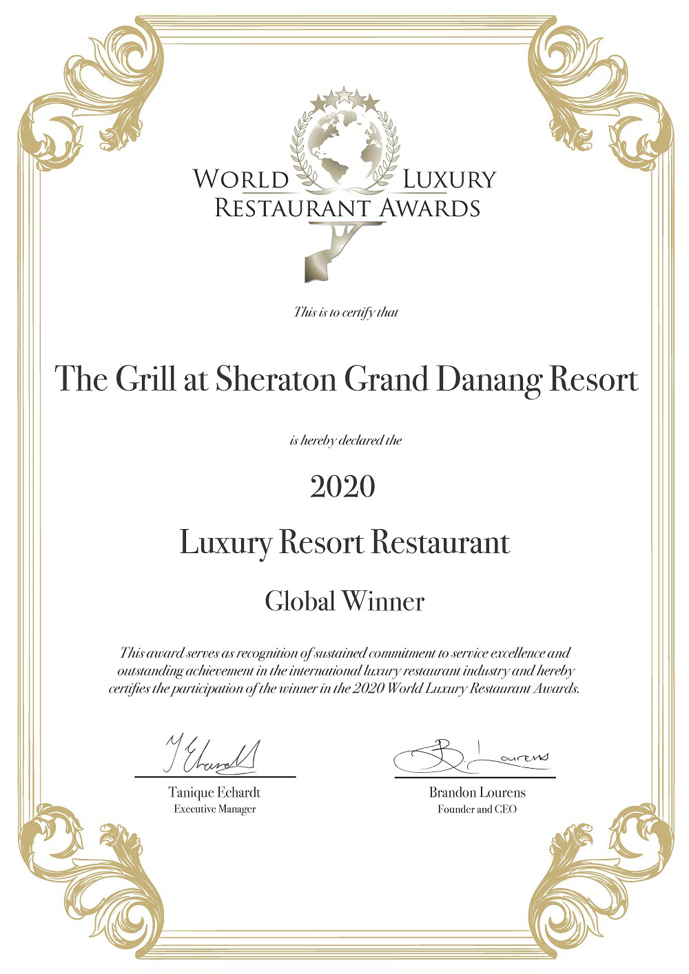 Khu Nghỉ Dưỡng Sheraton Grand Đà Nẵng nhận giải thưởng World Luxury Hotel Awards 2020 - Ảnh 2.