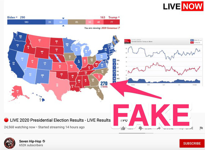YouTube tràn ngập video giả kết quả bầu cử Mỹ - Ảnh 3.