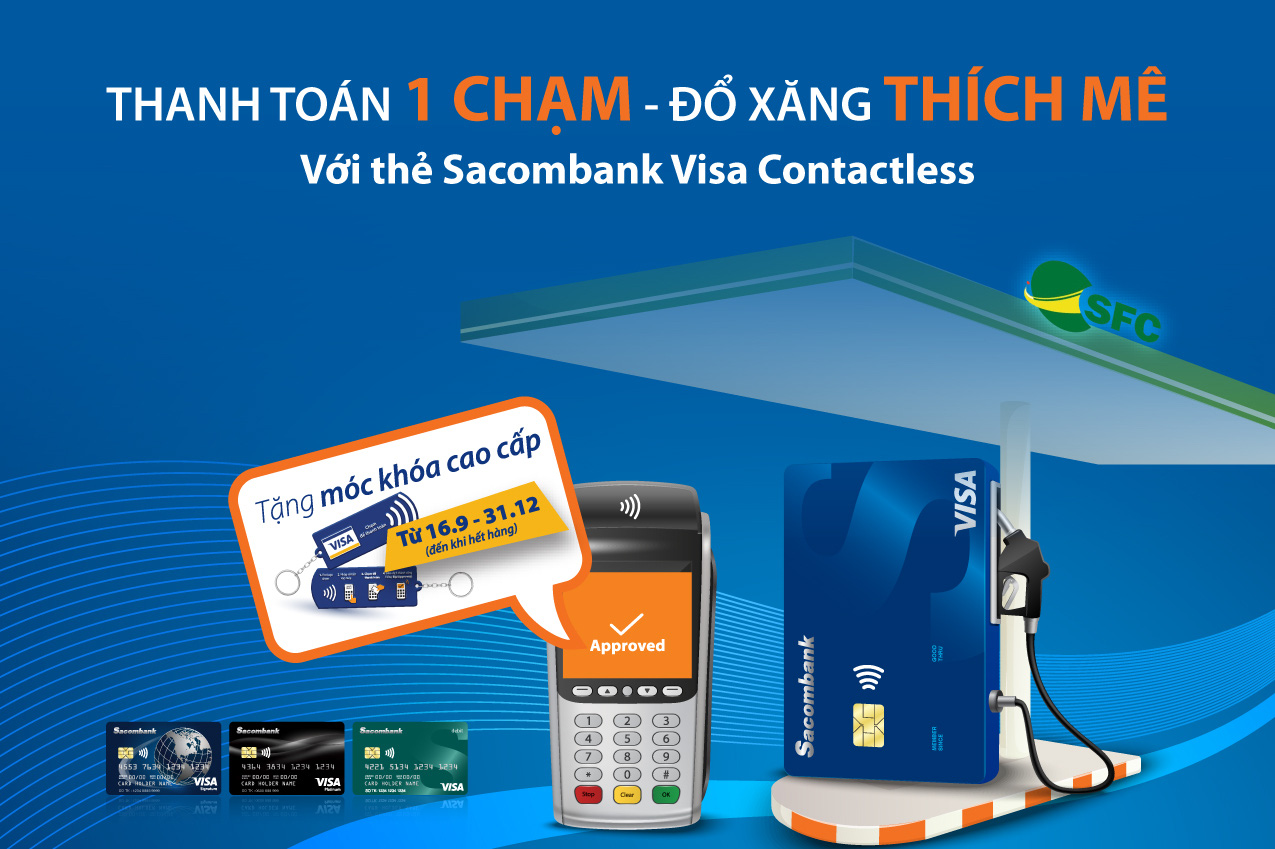 
Sacombank thí điểm thanh toán chạm tại trạm xăng SFC - Ảnh 1.