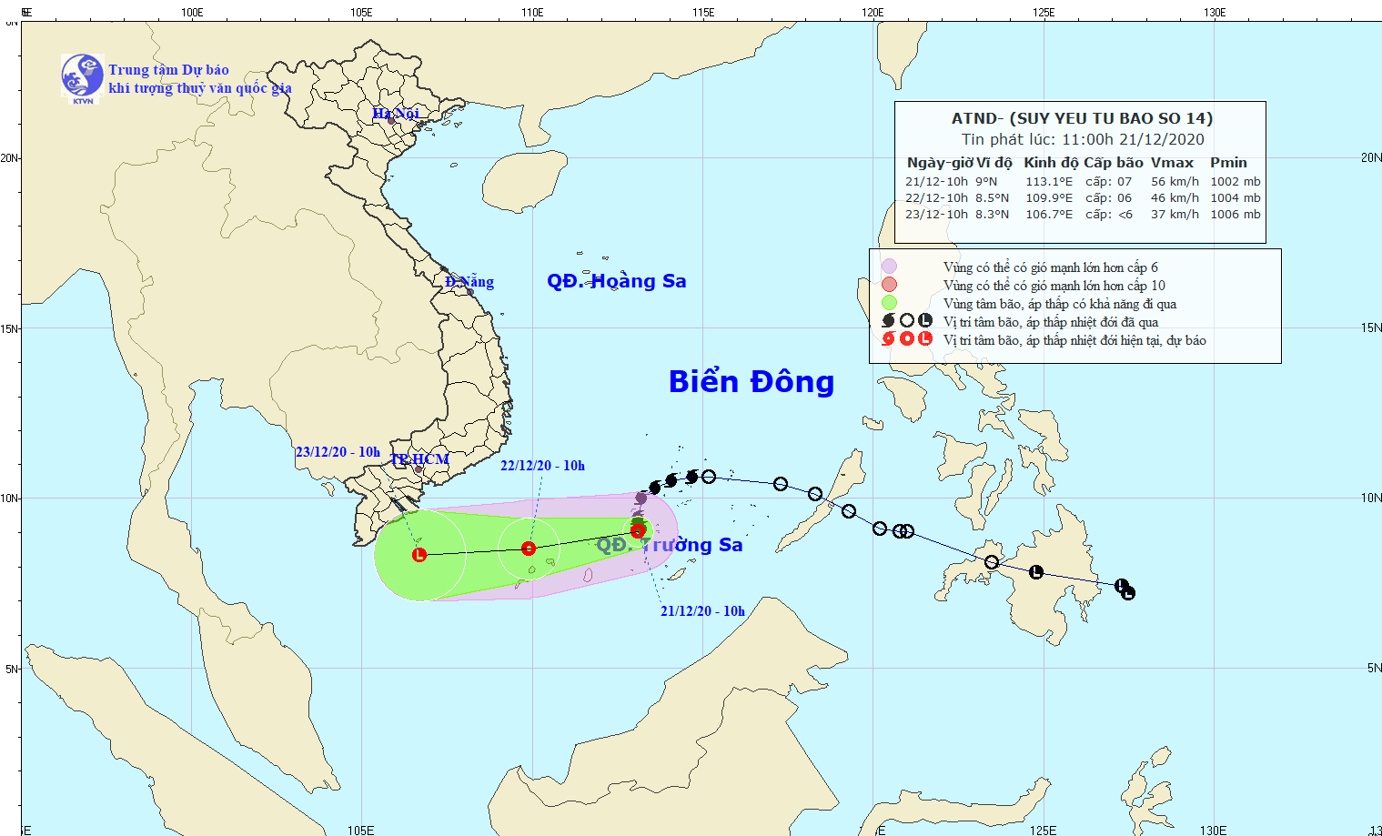 Bão số 14 suy yếu thành áp thấp nhiệt đới trên Biển Đông - Ảnh 1.