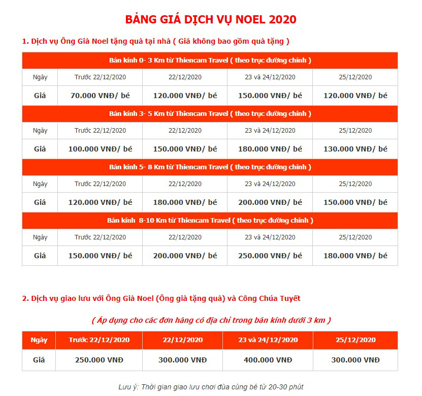 Bảng giá dịch vụ Ông già Noel tặng quà năm 2020 - Ảnh 2.