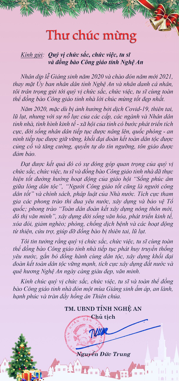 Chủ tịch Nghệ An Nguyễn Đức Trung chúc mừng Giáng sinh tới chức sắc, chức việc, tu sĩ, đồng bào công giáo - Ảnh 1.