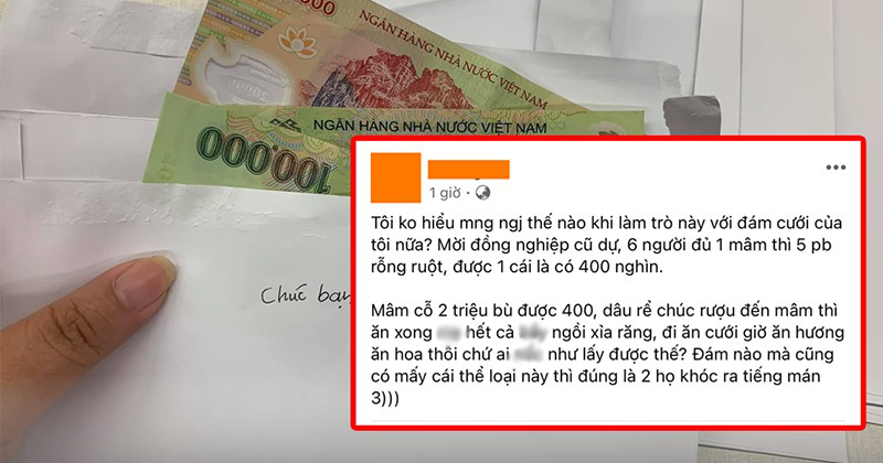 Bóc phong bì mừng cưới, cô dâu choáng váng vì bàn đi đủ 6 người mà có tới 5 phong bì rỗng - Ảnh 1.