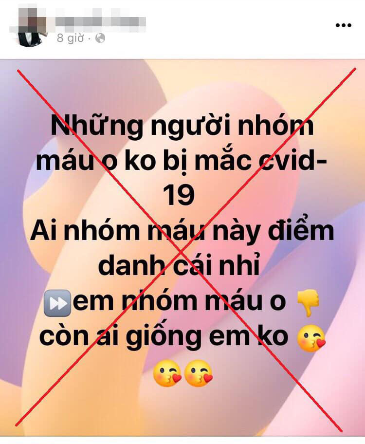 Xử lý đối tượng đăng tin nhóm máu không bị mắc Covid-19 - Ảnh 1.