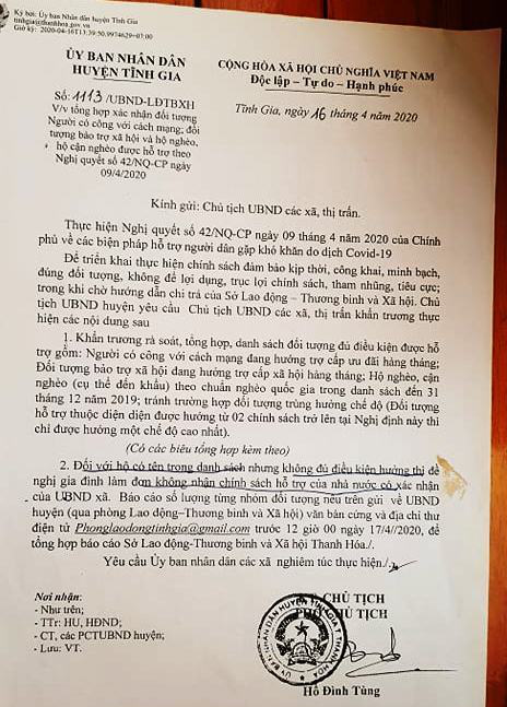 Bật mí văn bản chỉ đạo việc làm đơn không nhận hỗ trợ do dịch Covid-19 ở Thanh Hóa - Ảnh 2.