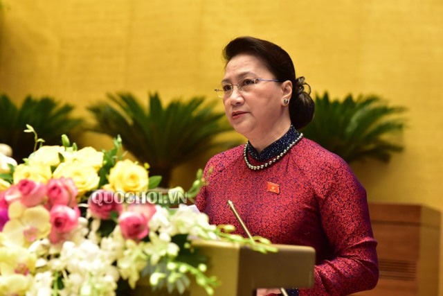 Chủ tịch Quốc hội Nguyễn Thị Kim Ngân phát biểu khai mạc Kỳ họp thứ 9 Quốc hội khóa XIV. (ảnh: Quochoi.vn)