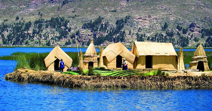Explore a floating island made from reeds