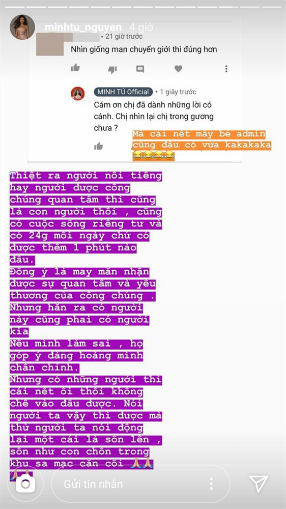Minh Tú “phản pháo” cực gắt khi bị chê giống “đàn ông chuyển giới” - Ảnh 2.