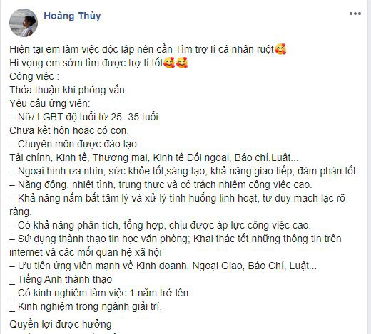 Á hậu Hoàng Thùy gây tranh cãi với loạt yêu cầu tuyển trợ lý cá nhân - Ảnh 3.