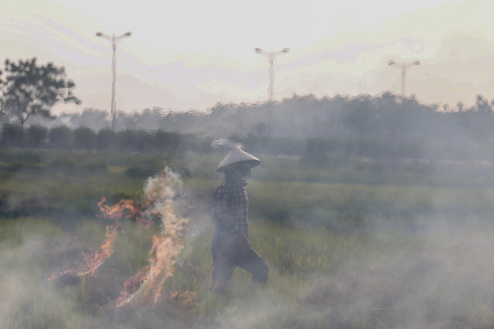 Nông dân lại đốt rơm rạ, khói 'bủa vây' đường cao tốc Hà Nội - Ninh Bình - Ảnh 8.