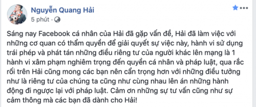 Quang Hải bị &quot;hack&quot; facebook, bạn gái Huỳnh Anh hủy trạng thái hẹn hò - Ảnh 1.
