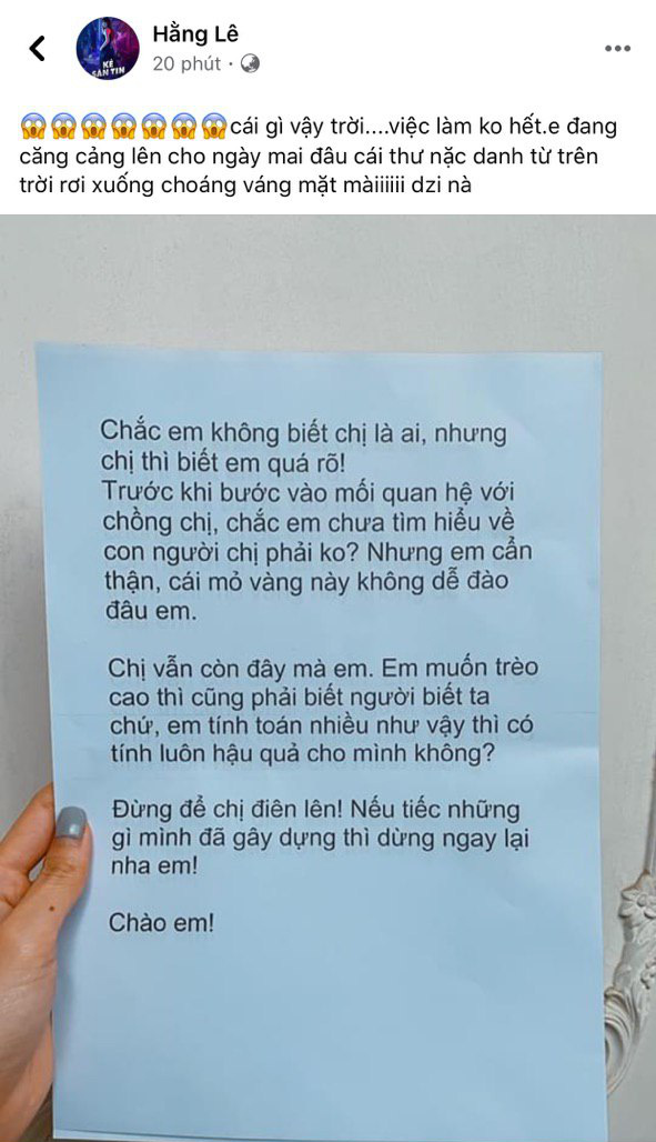 Minh Hằng công khai người gửi thư nặc danh tố giật chồng, “đào mỏ” gây sốt mạng xã hội - Ảnh 2.