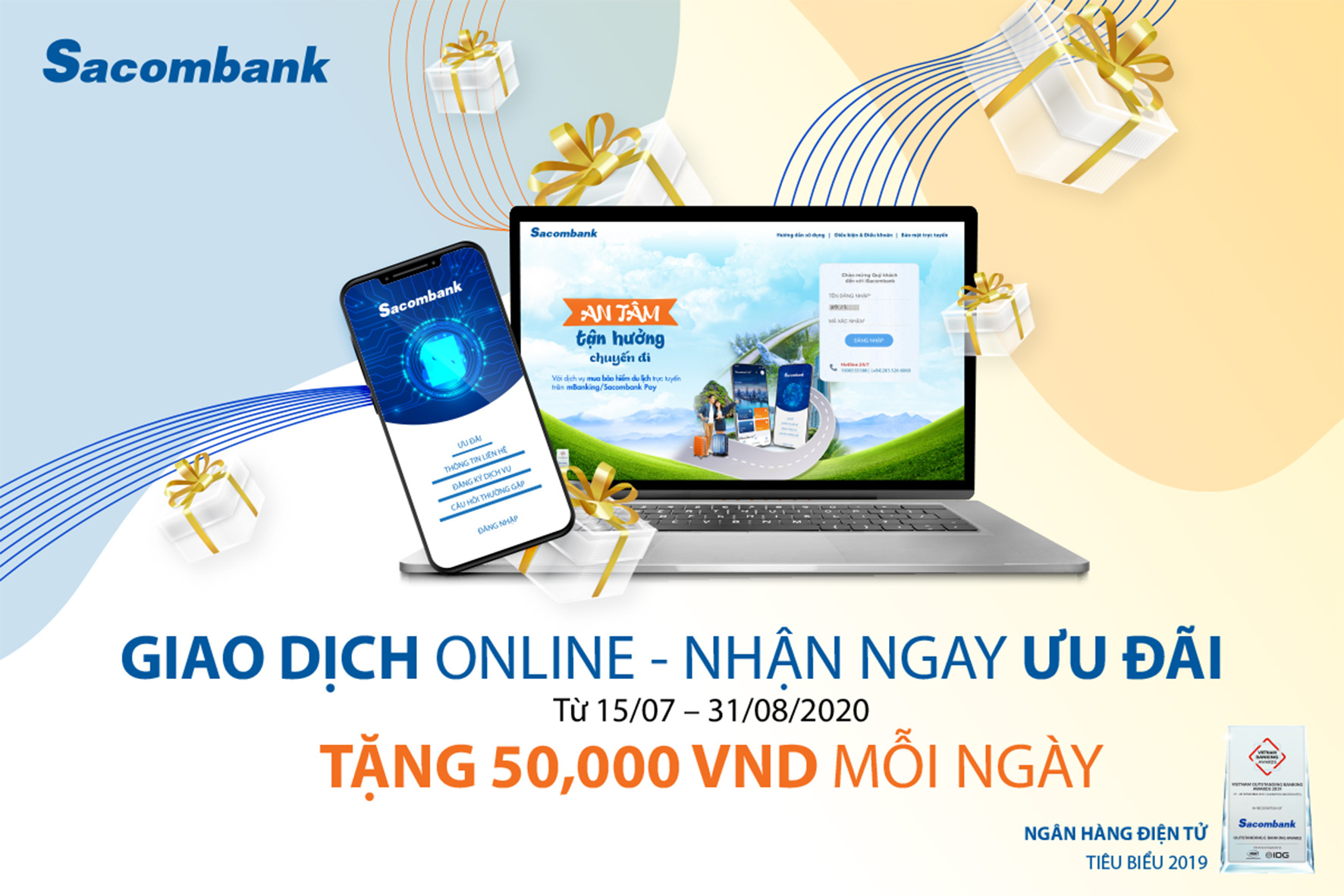 Chủ thẻ Sacombank được hoàn tiền khi thanh toán không tiếp xúc - Ảnh 1.