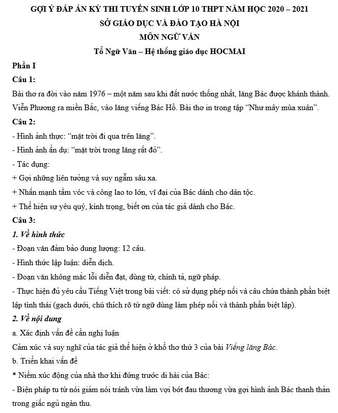 Gợi ý áp án đề thi môn Ngữ văn vào lớp 10 ở Hà Nội chính xác nhất  - Ảnh 2.