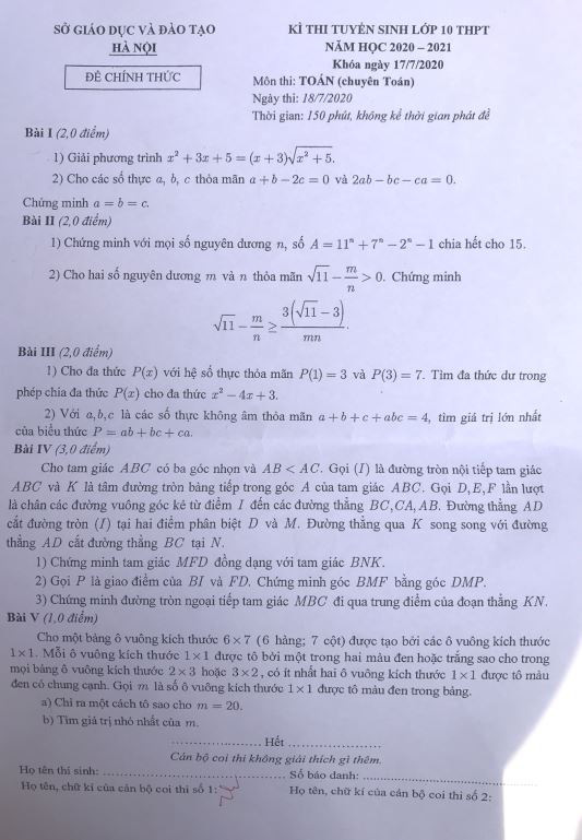 Đề toán chuyên thi vào lớp 10 tại Hà Nội: Hay nhưng khó có điểm cao - Ảnh 1.