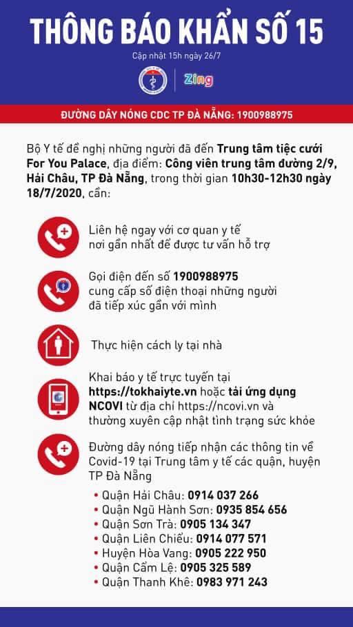 Khẩn: tìm người đến Trung tâm tiệc cưới For You Palace Đà Nẵng, liên quan đến bệnh nhân Covid-19 - Ảnh 1.